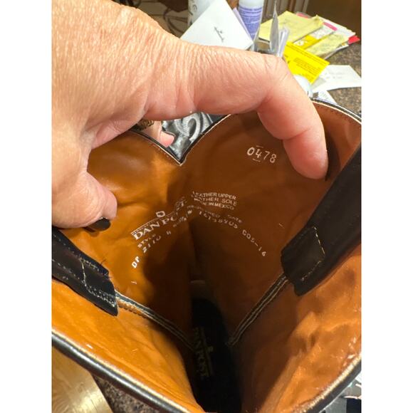 Dan Post Black Leather Cowboy Boots Size 8 1/2EW - Picture 8 of 8